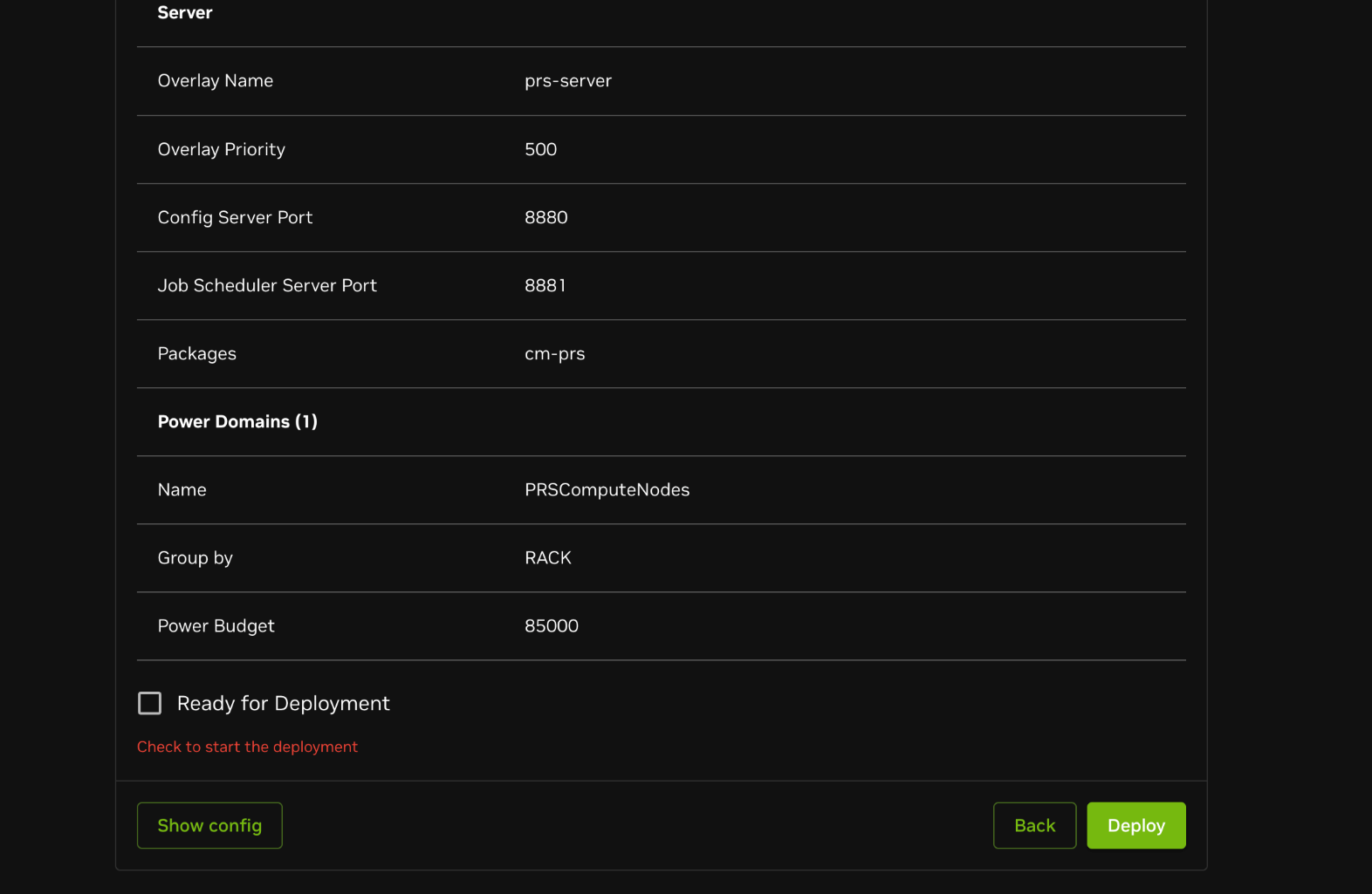 BaseView review and deploy screen showing final configuration review before deployment