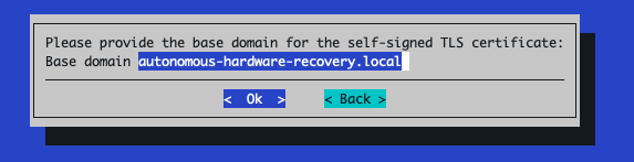 AHR TUI Self-signed Cert Domain