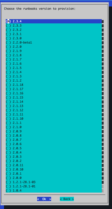 AHR TUI Wizard Runbooks Version Select