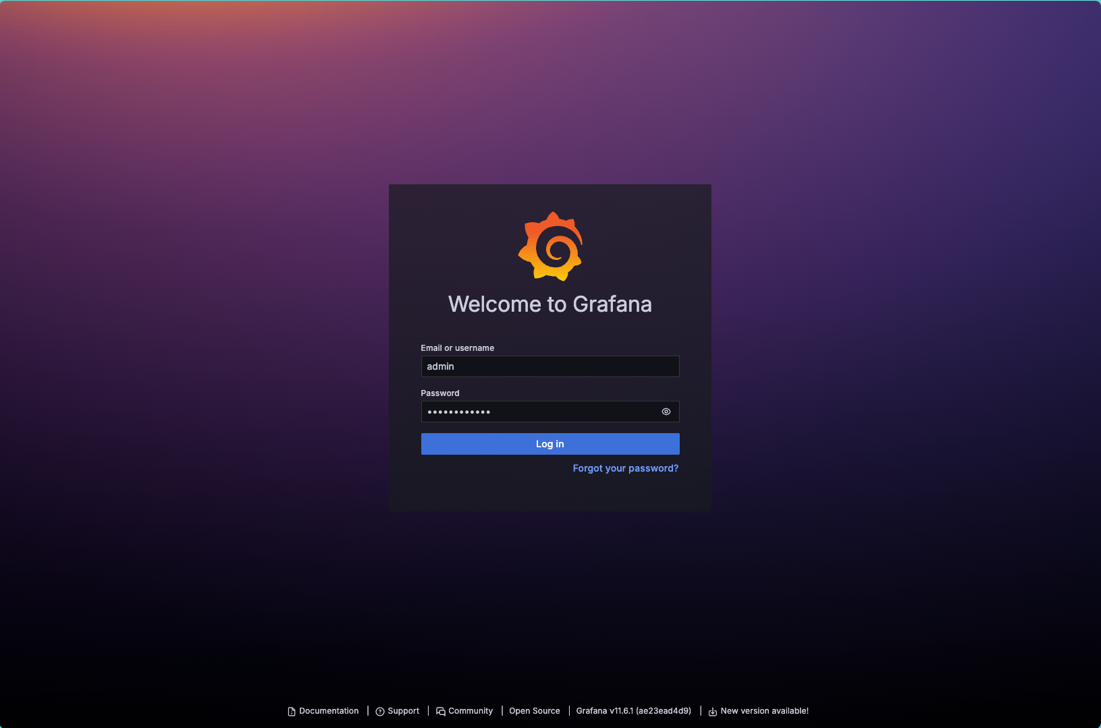 Grafana login page