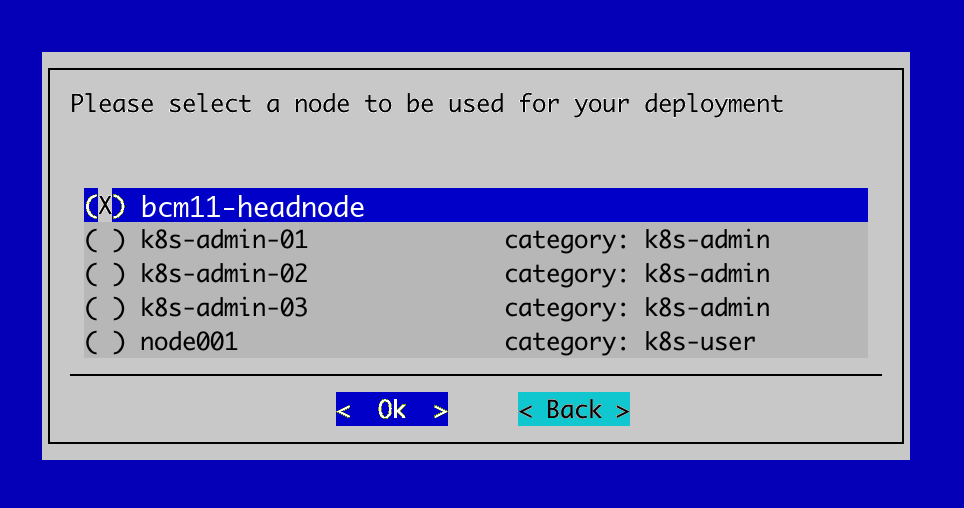 Node used for deployment