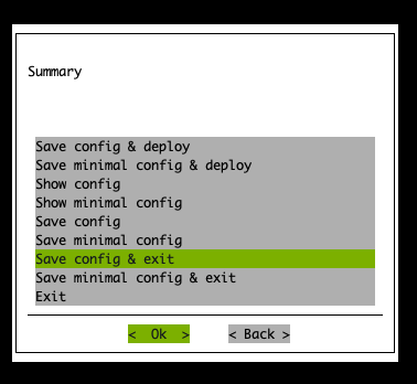 Save Configuration and Exit