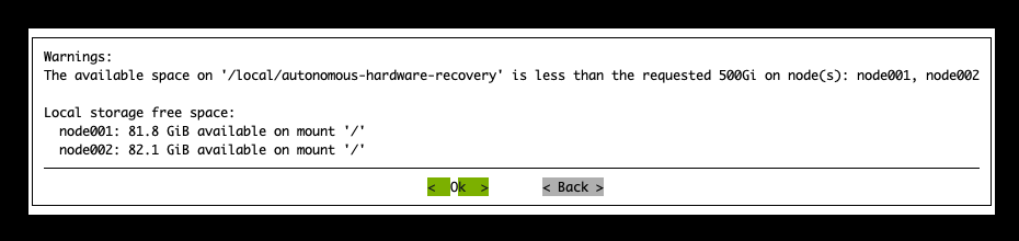 Storage Warning