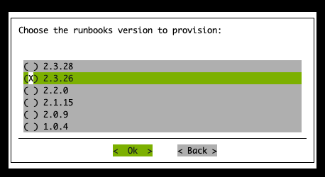 AHR TUI Wizard Runbooks Version Select