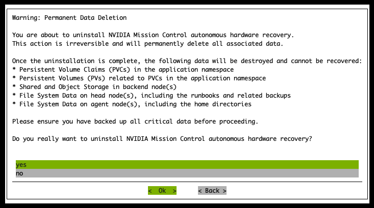 AHR TUI Wizard Uninstall Confirmation