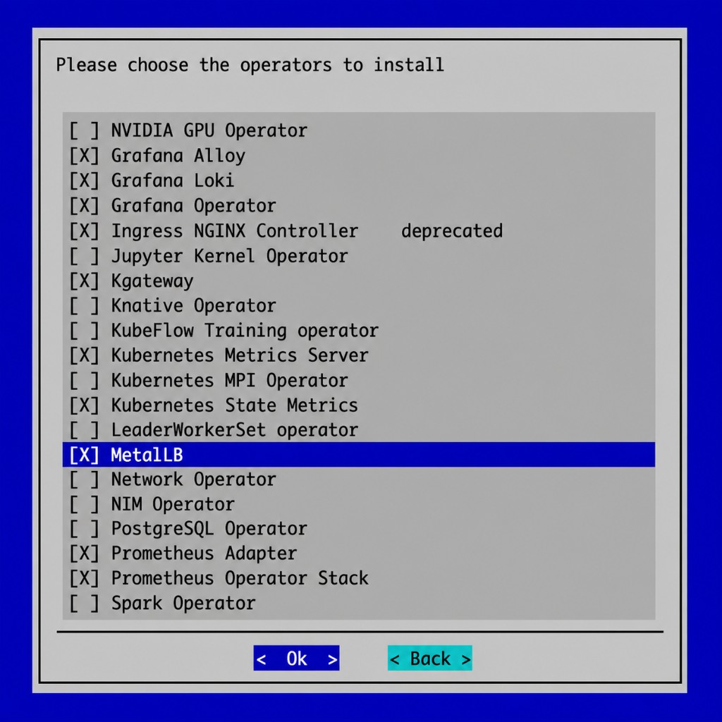 Choose the operators to be installed