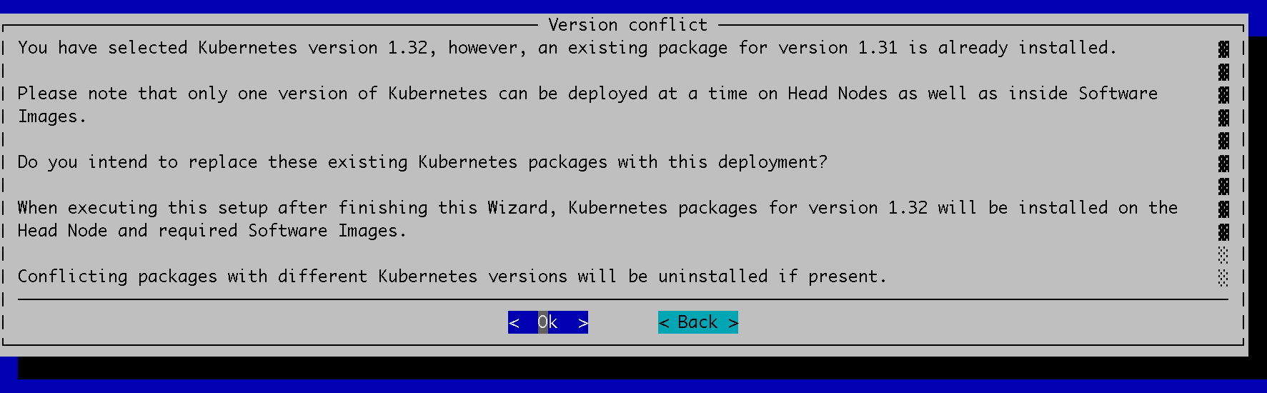 Kubernetes version conflict
