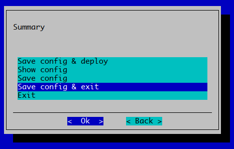 Save config and exit