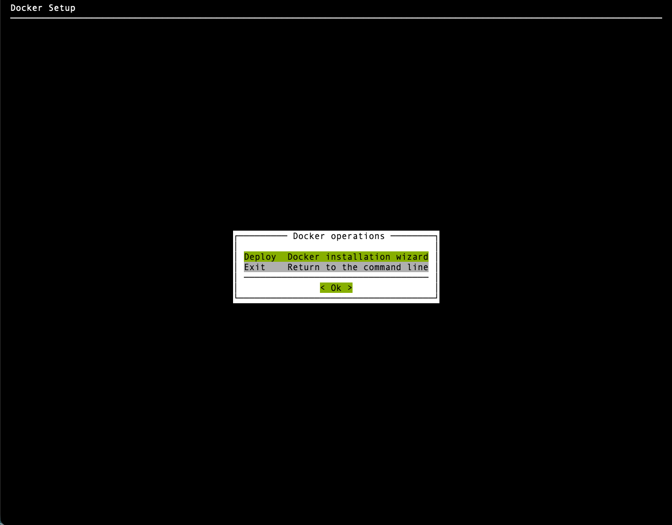 Docker installation wizard