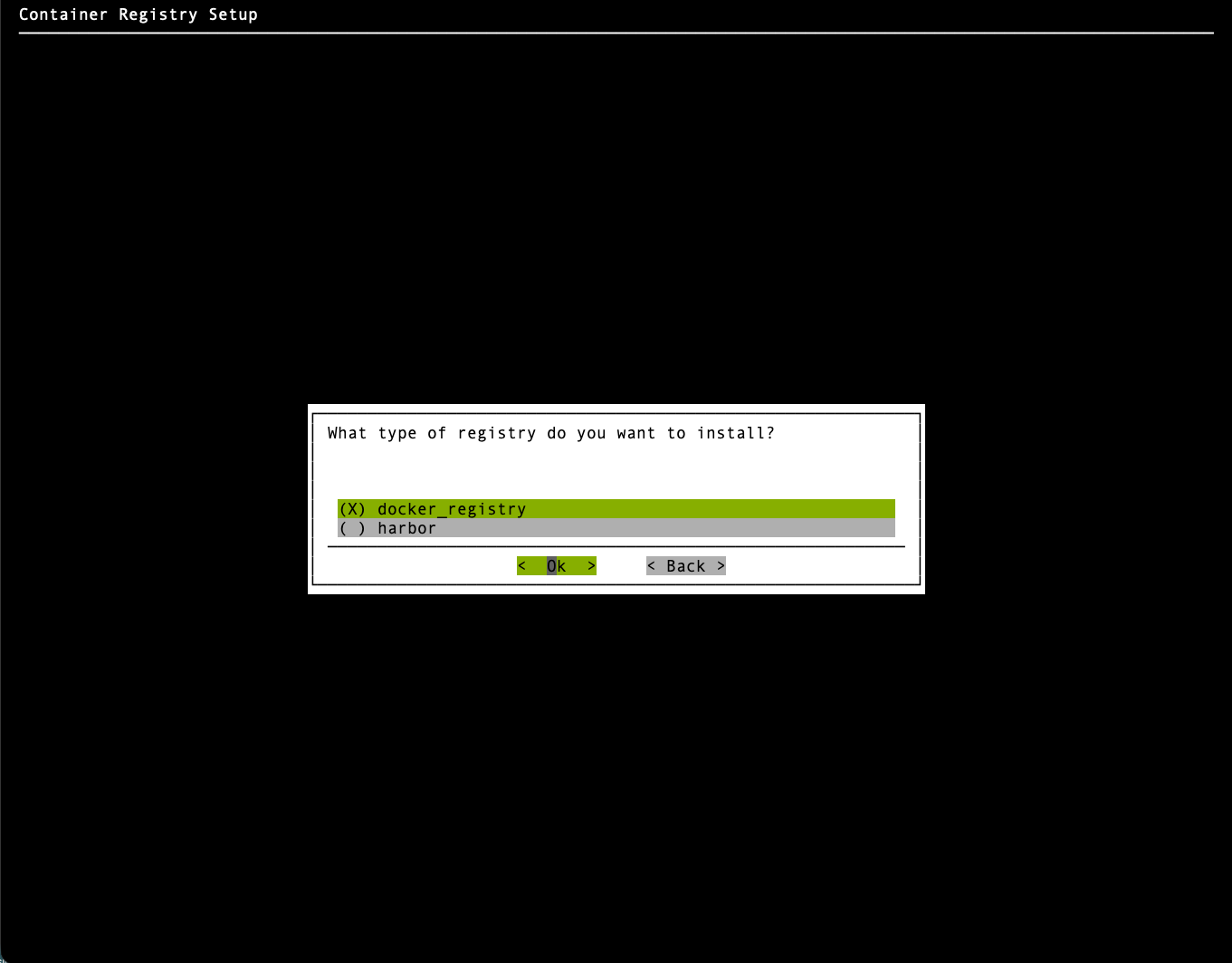 Registry type selection