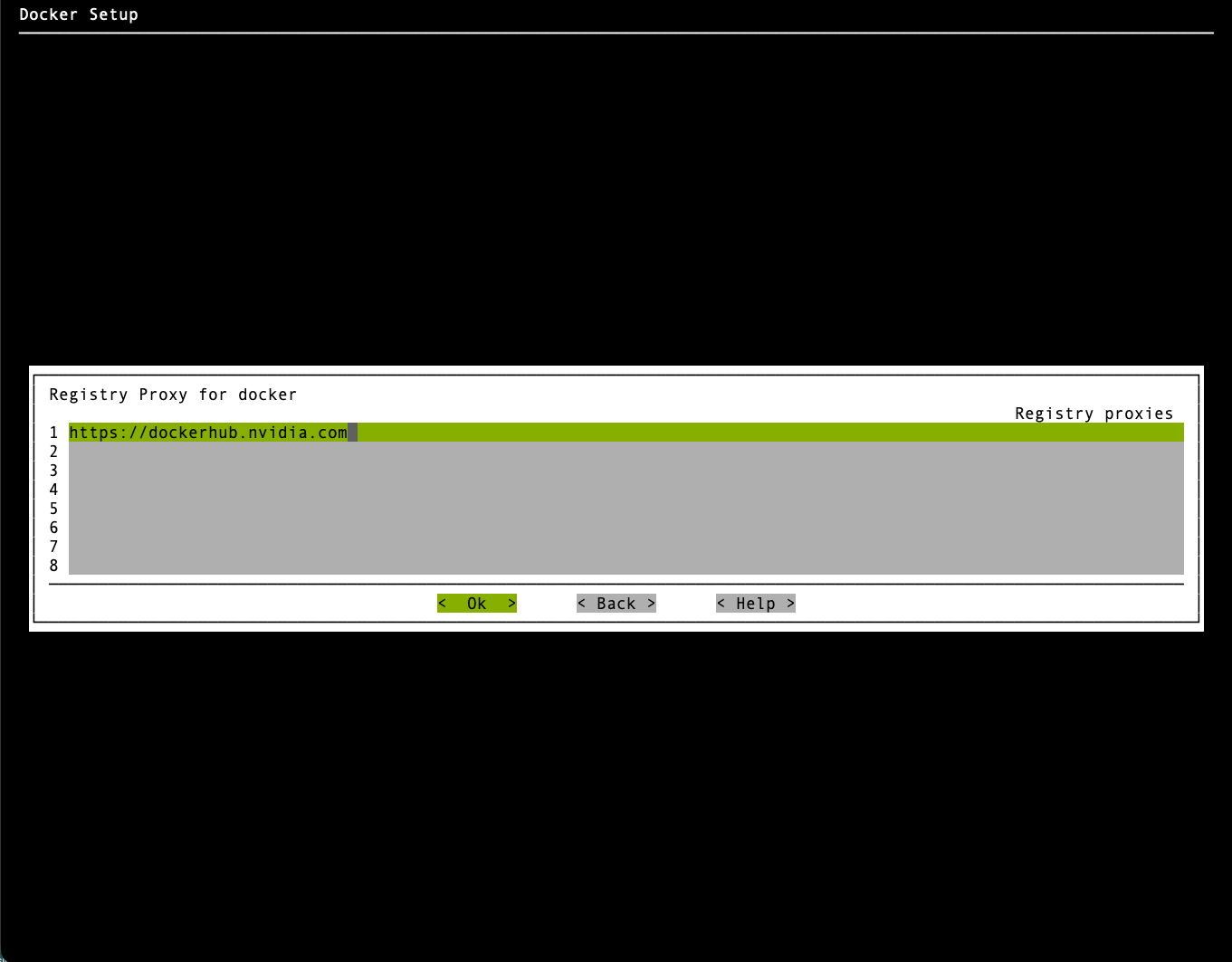Registry proxy configuration