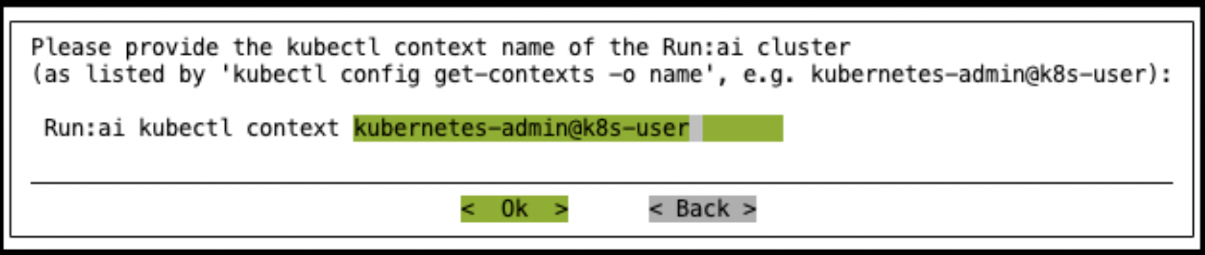 Run:ai kubectl context