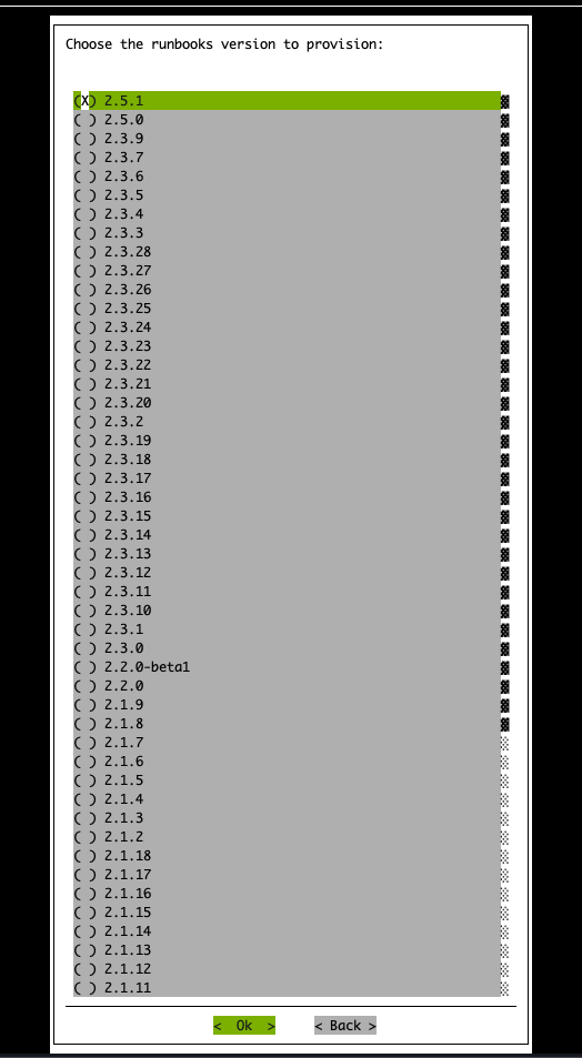 AHR TUI Wizard Runbooks Version Select