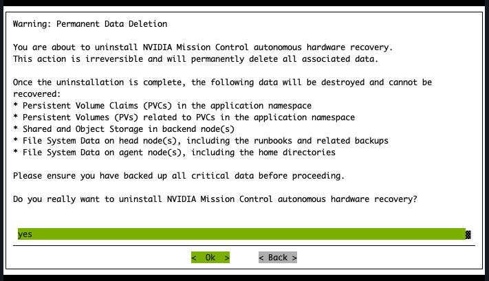 AHR TUI Wizard Uninstall Confirmation