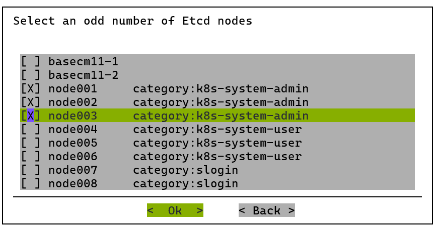 Choose Etcd nodes