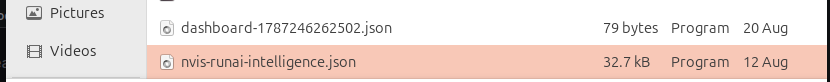 Selecting the dashboard JSON file