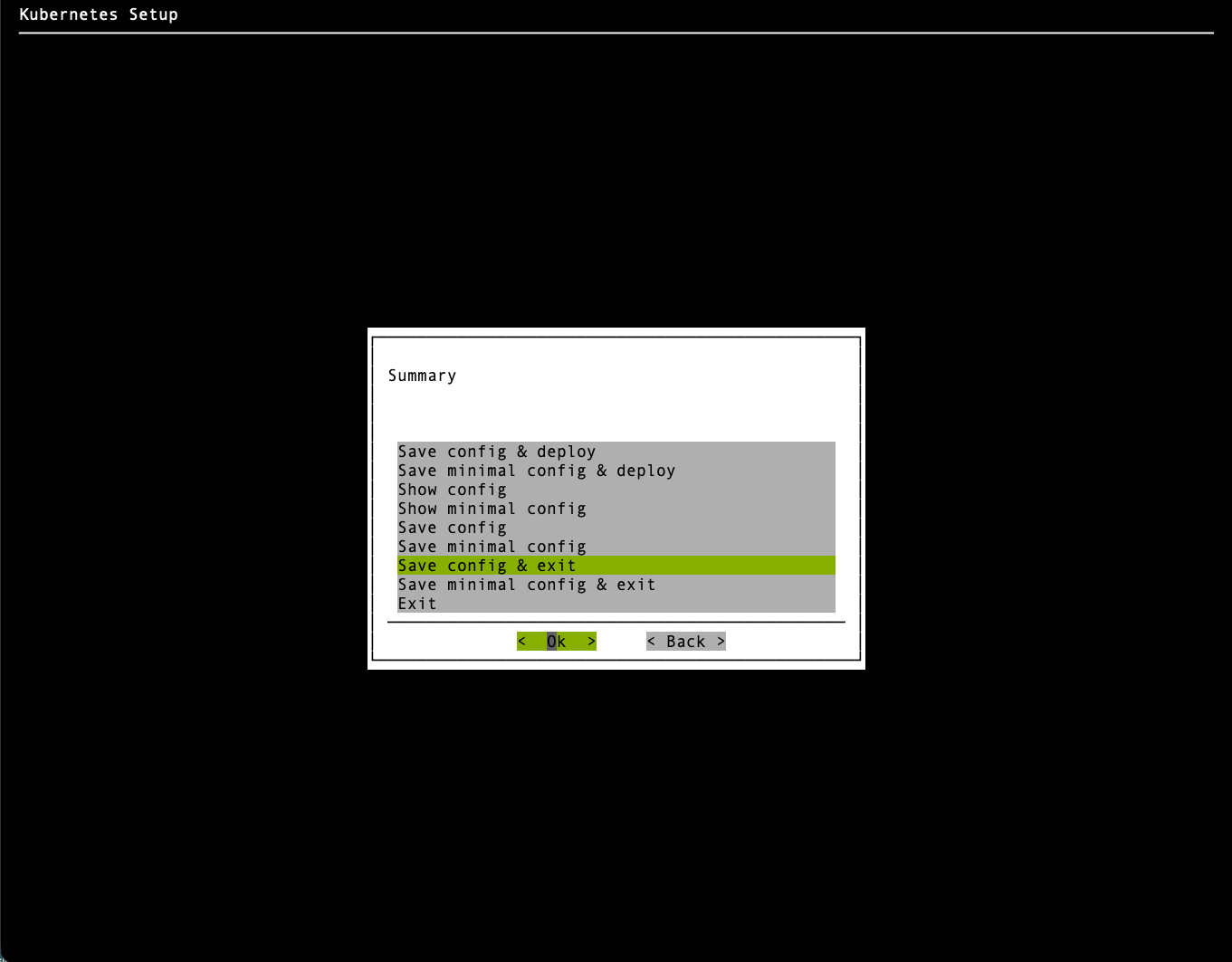 Save config and exit