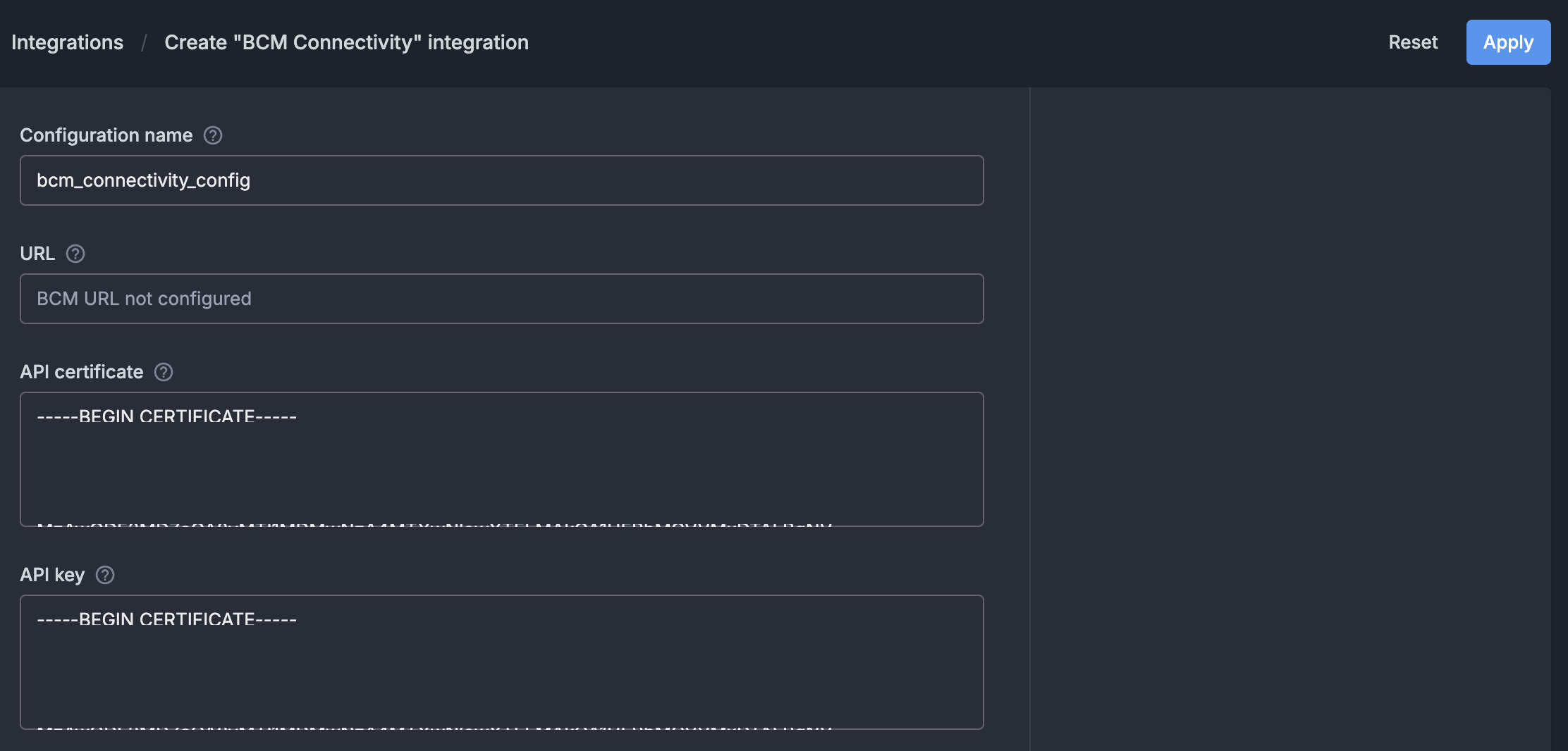 BCM Connectivity Configuration