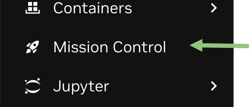 BaseView mission control interface showing the side menu bar with the Mission Control option