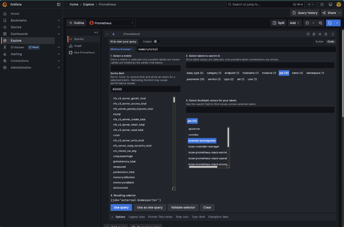 Grafana Metric browser