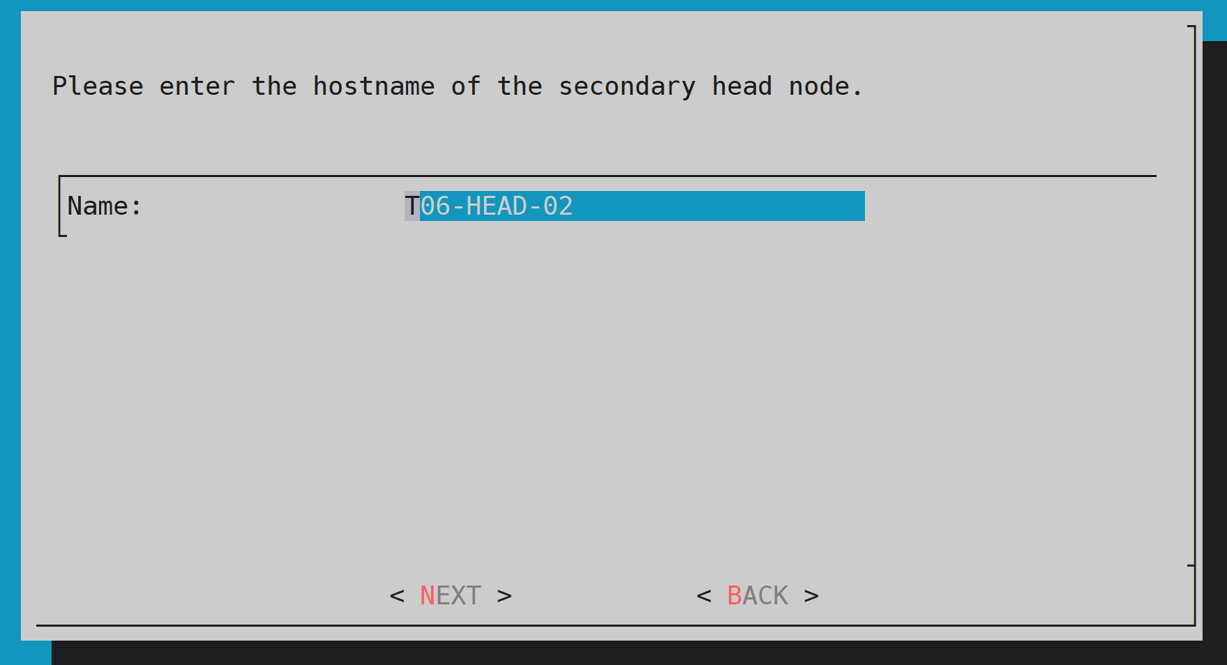 Secondary head node configuration