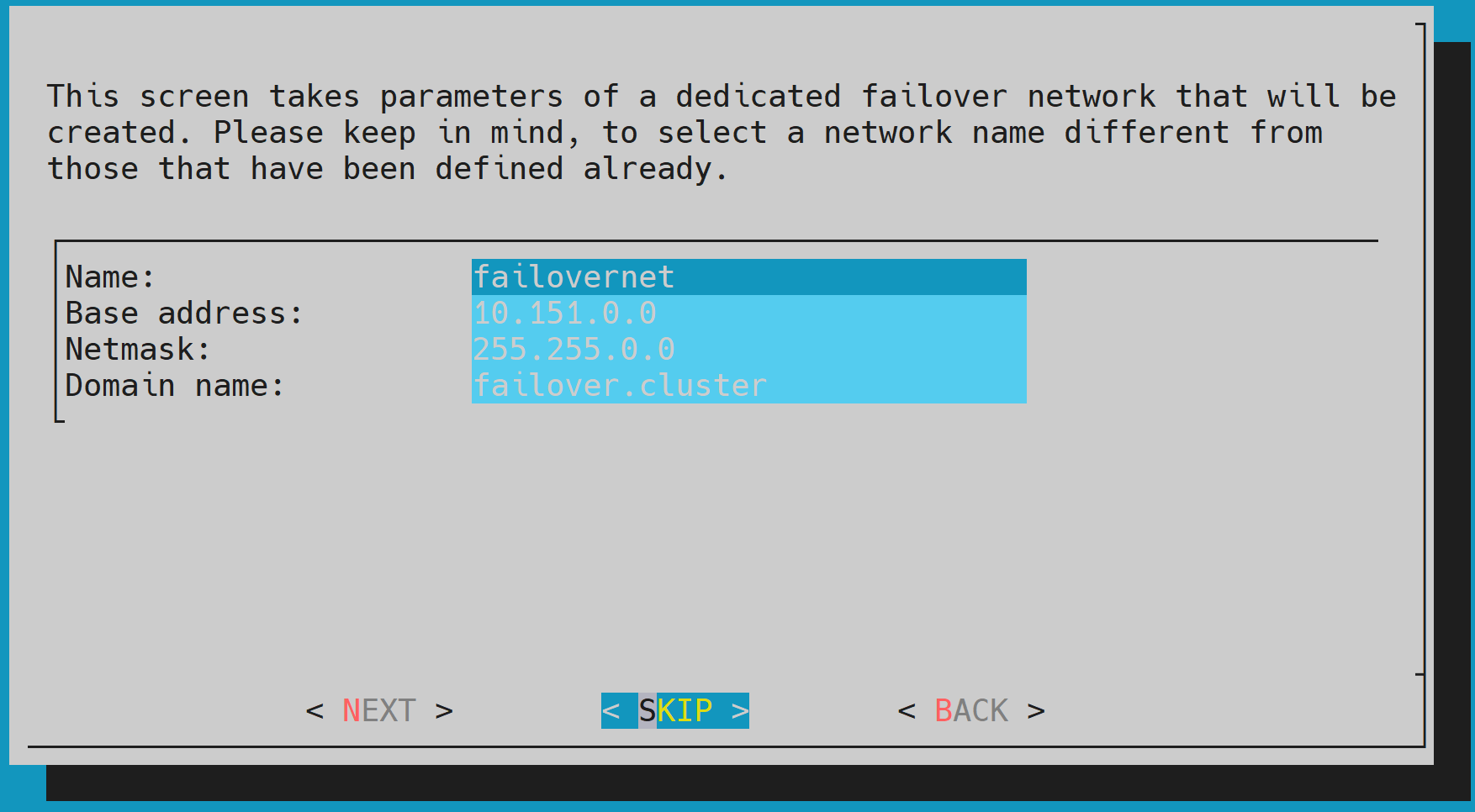 Failover network configuration