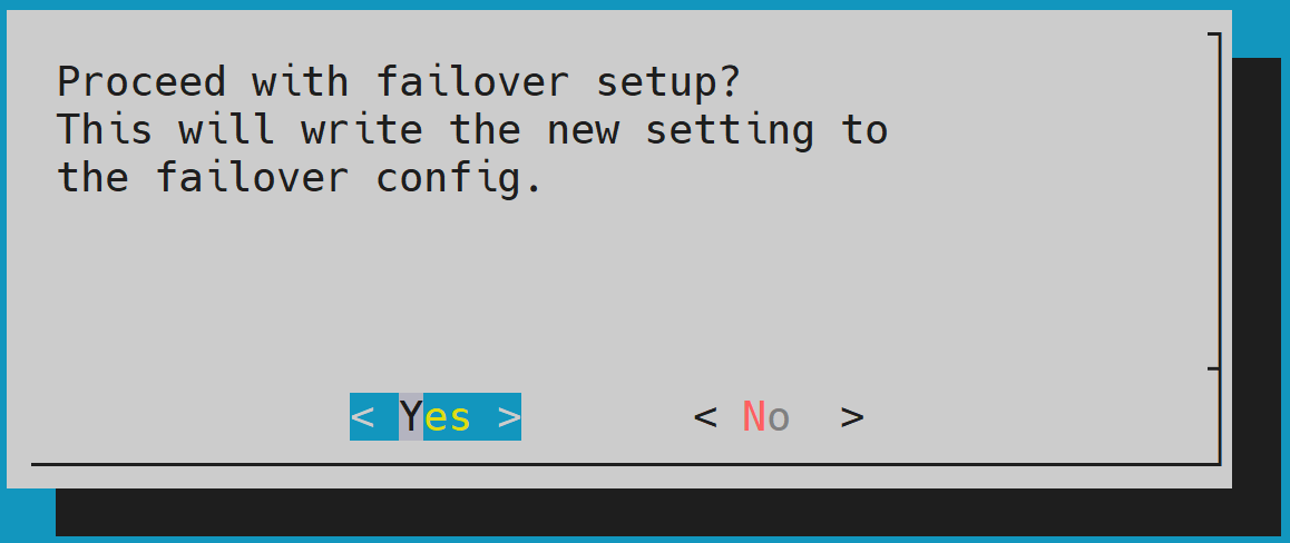 Failover confirmation dialog