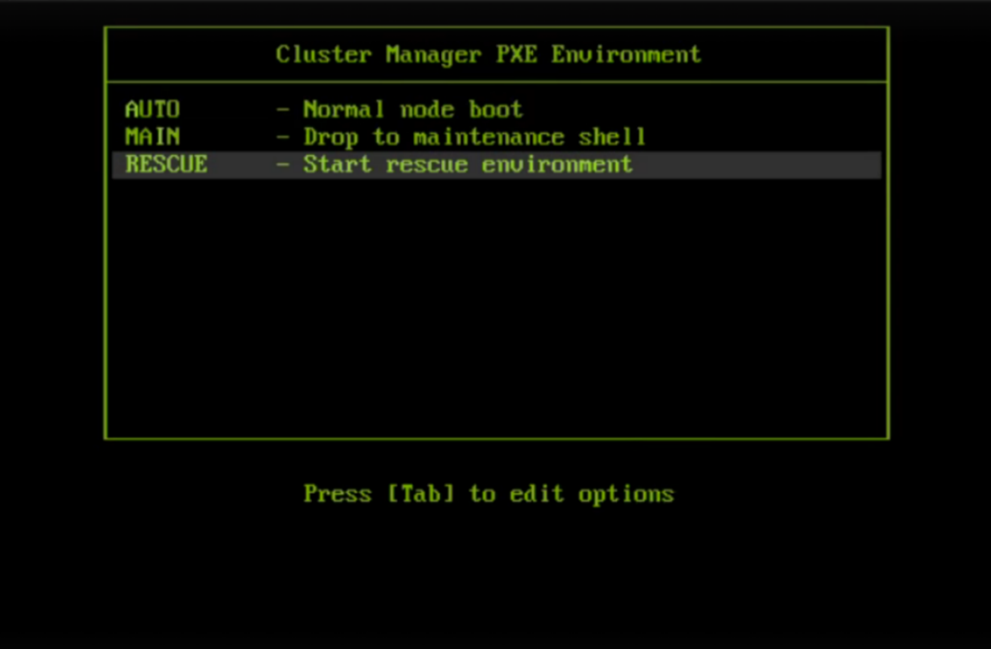 Secondary head node rescue environment