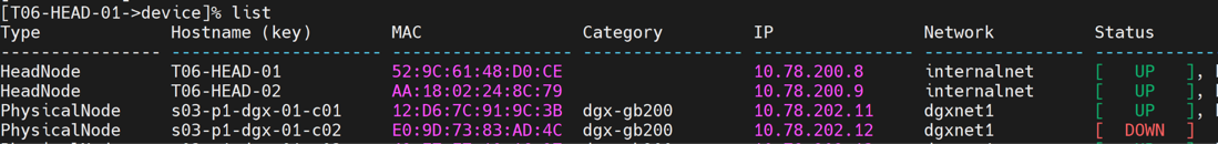 Secondary head node status