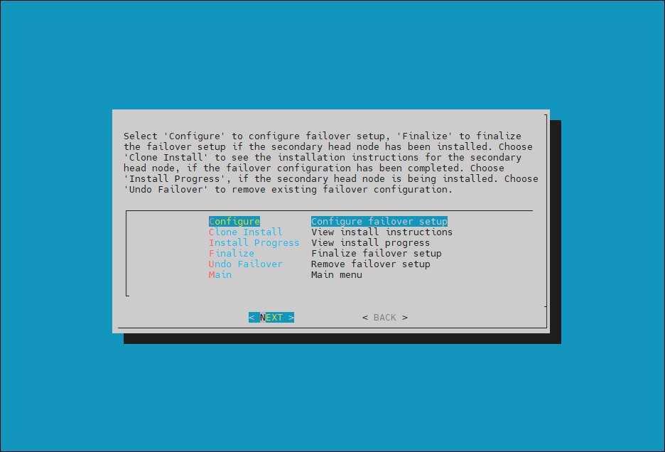 Configure screen
