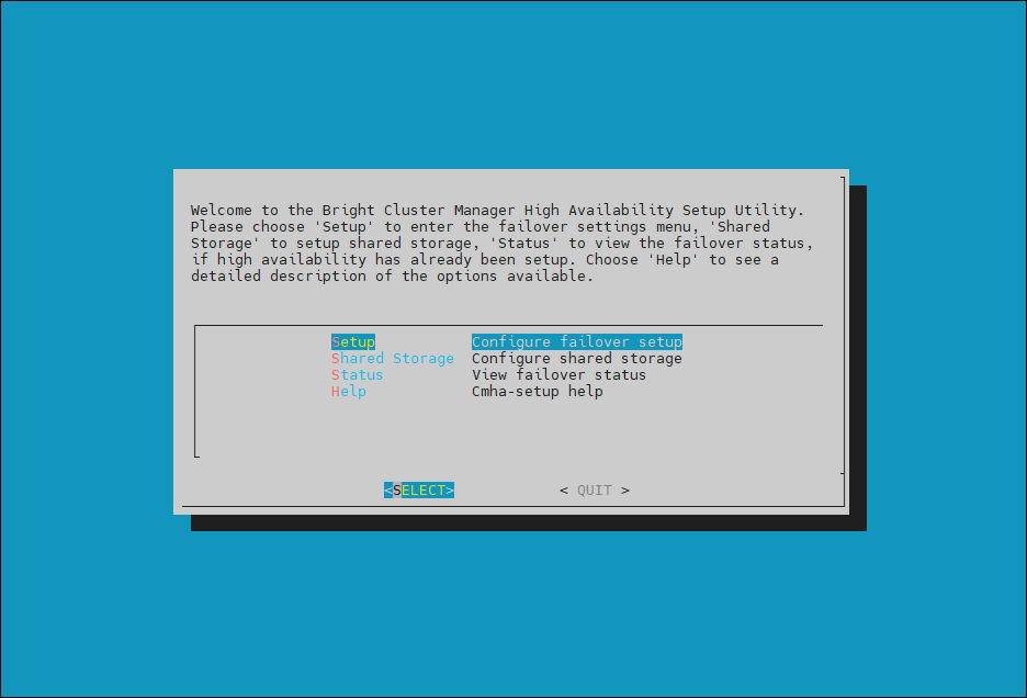 Setup screen