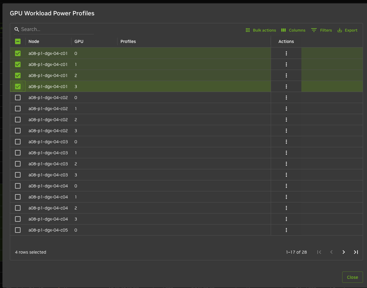 Per-node vs bulk profile changes UI