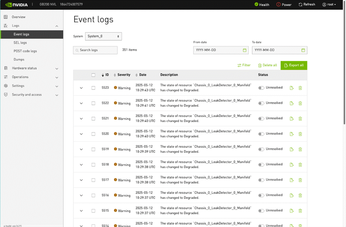 BMC Web Interface Detailed View