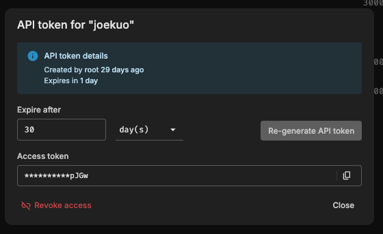 Grab API token from Shoreline UI