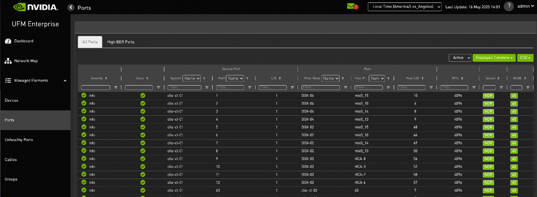 UFM InfiniBand Fabric Ports View