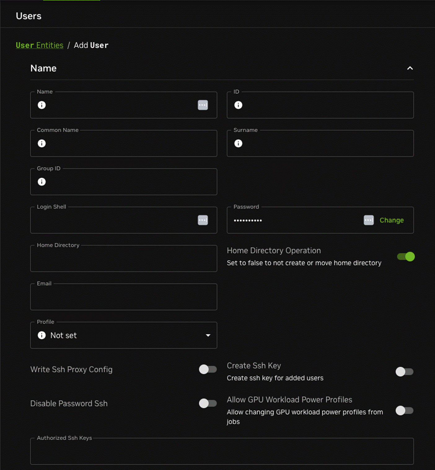 Base View add user dialog with various configuration options
