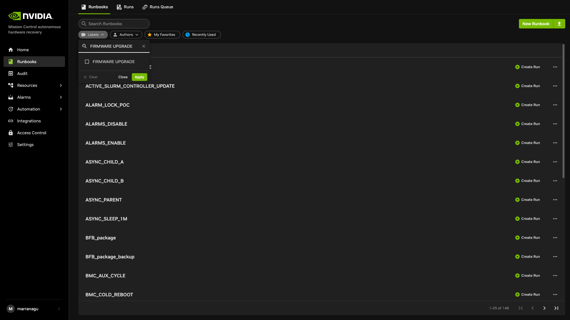Search for the FIRMWARE_UPGRADE parent runbook for a VR upgrade