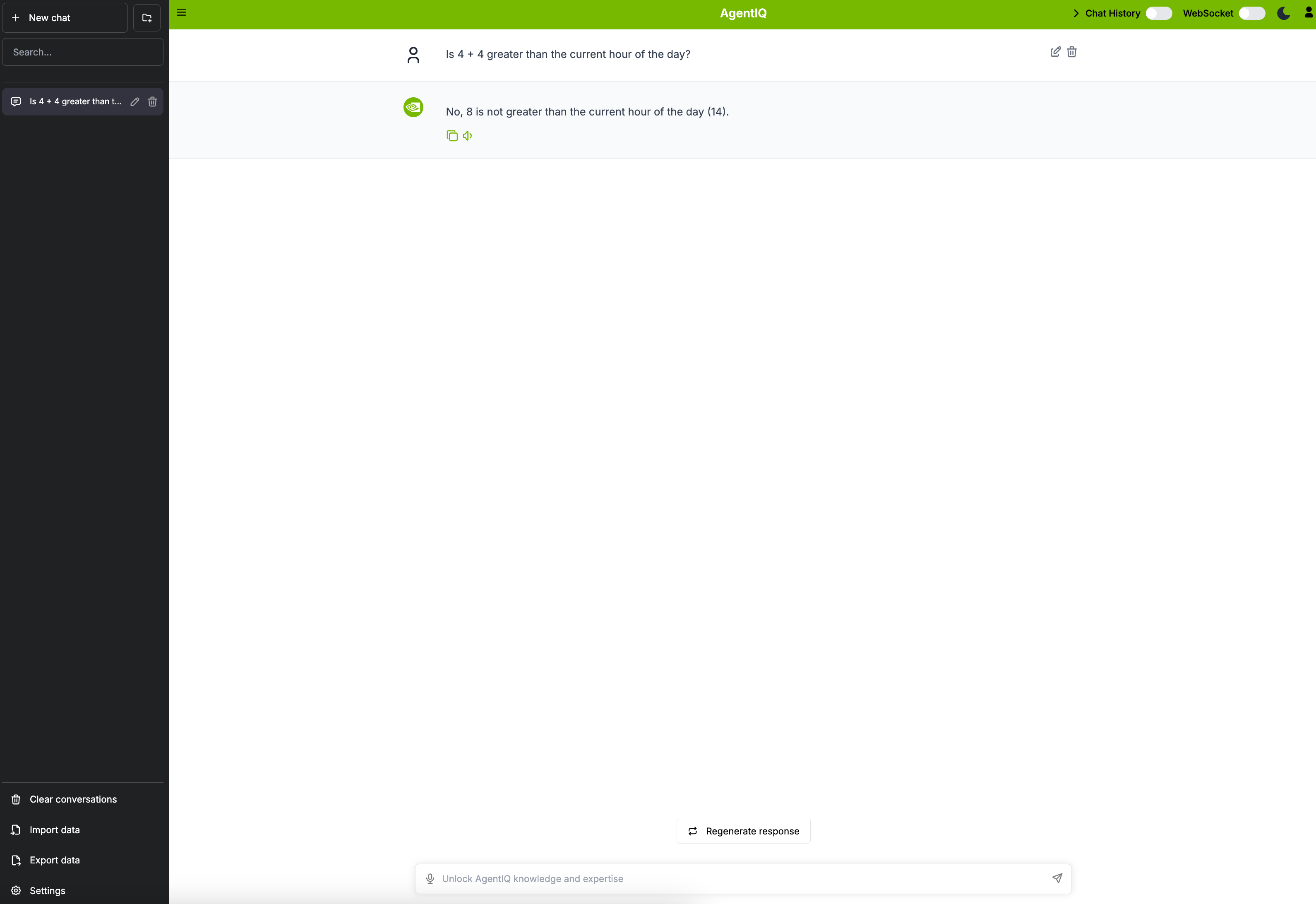 AgentIQ Web UI Workflow Result