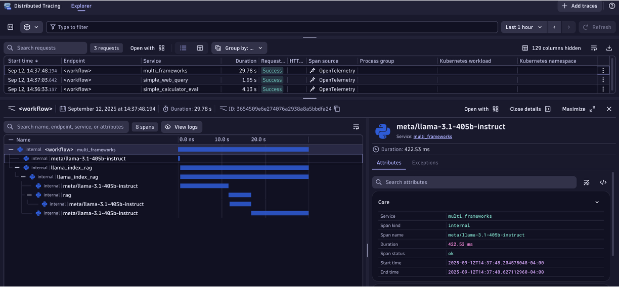 Dynatrace trace screenshot