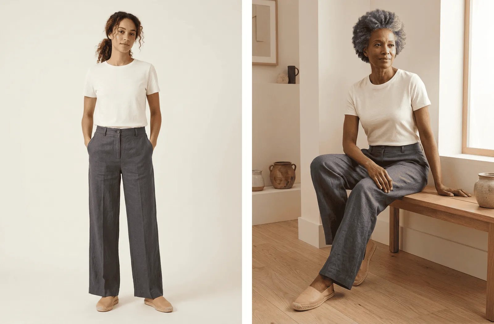 Before and after adult apparel image variation