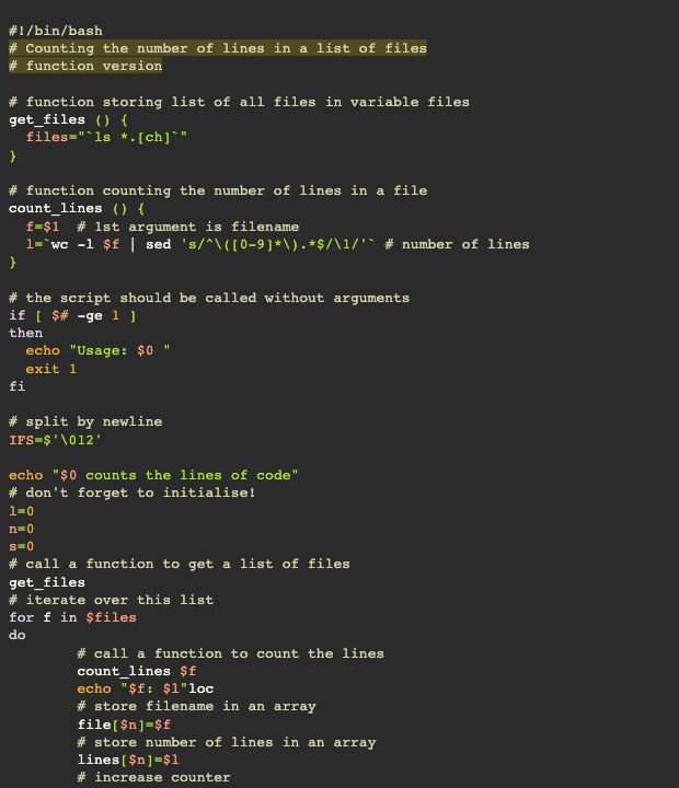 Screenshot of the a11y-dark theme in a bash script