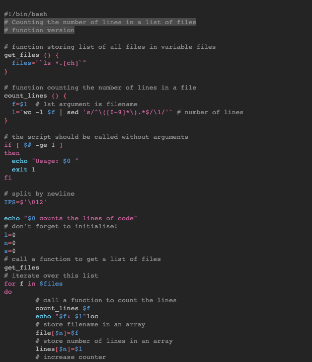 Screenshot of the blinds-dark theme in a bash script