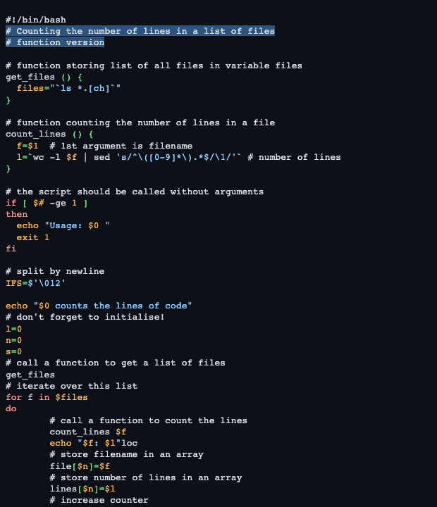 Screenshot of the github-dark-high-contrast theme in a bash script