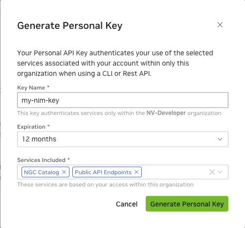 Generate Personal Key
