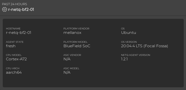 large DPU card displaying static DPU information