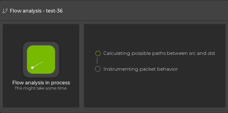 flow analysis card showing that a flow analysis is in progress