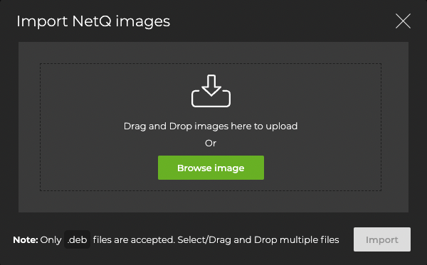 dialog prompting the user to import the NetQ images