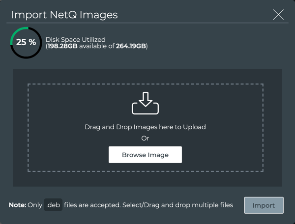 dialog prompting the user to import the NetQ images