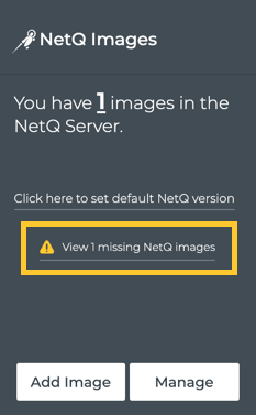 netq images card with link to view missing images