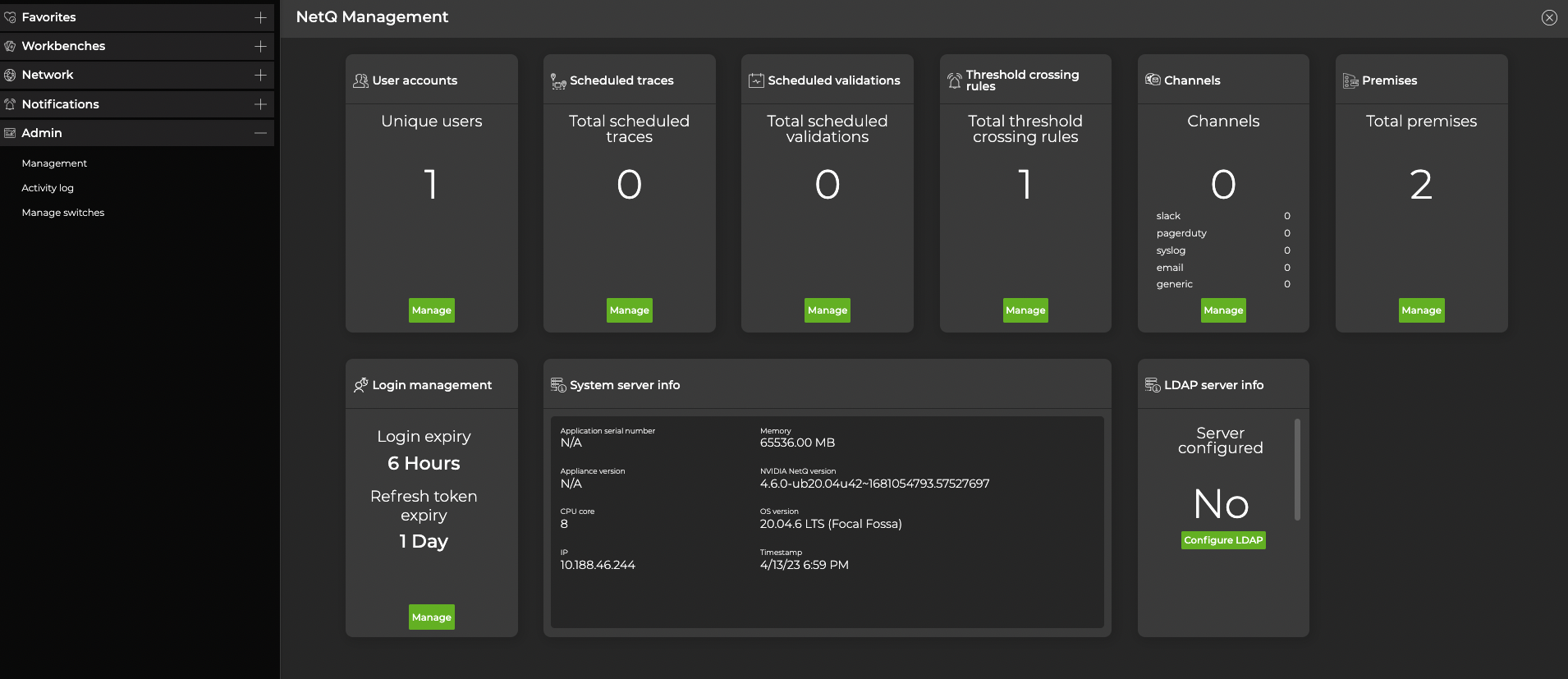 netq management dashboard